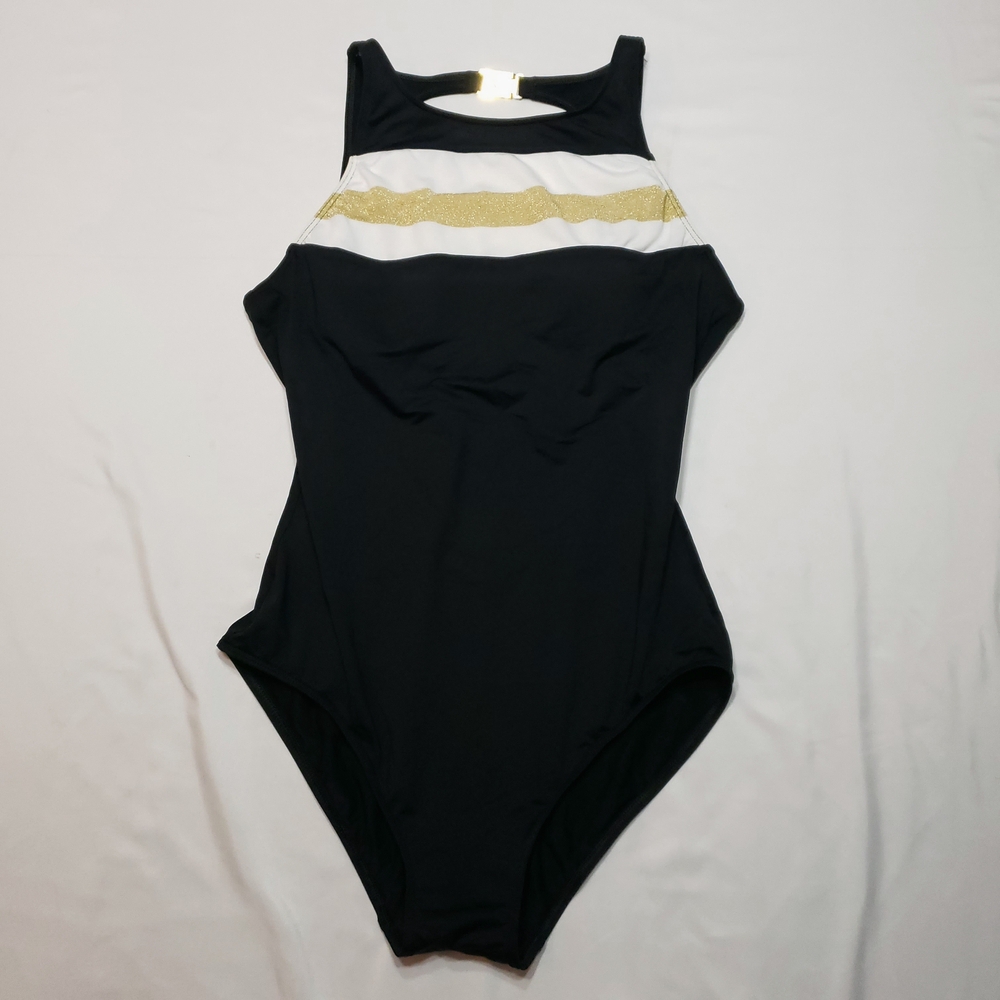 Lauren Ralph Lauren Black and Gold One-Piece Swimsuit